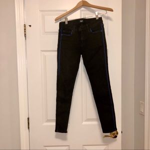 Hudson Black Ankle Skinny Jeans w Blue Accents